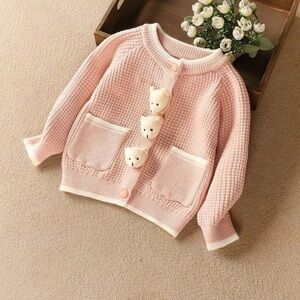 Lola + The Boys Blush Knit Sweater with Bear Accents